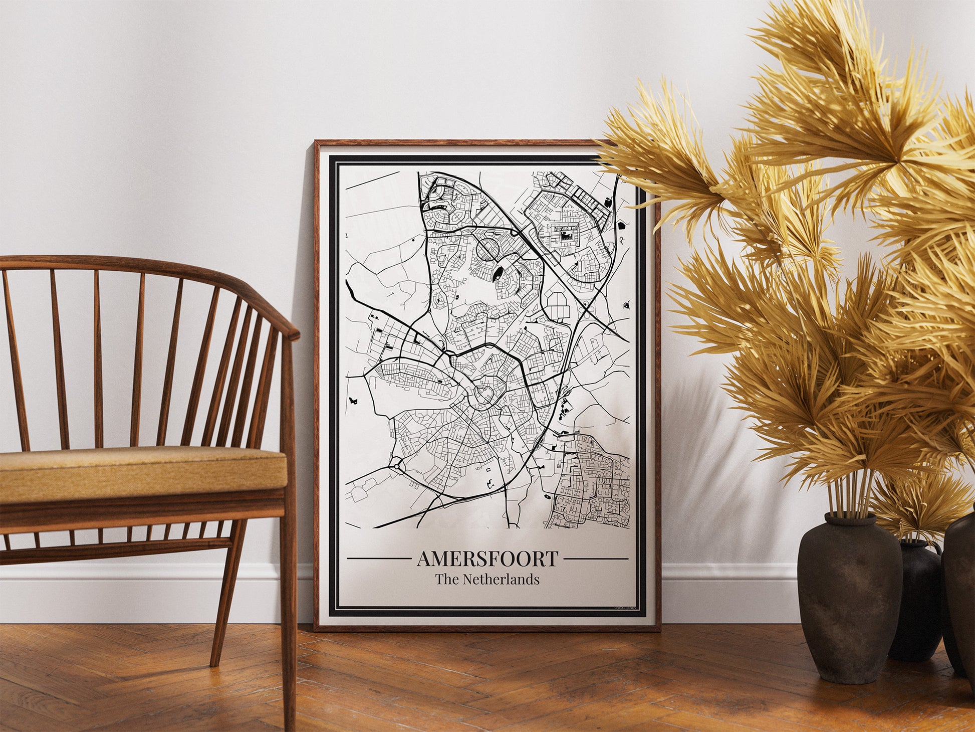 Amersfoort poster ingelijst van kaart voor interieur