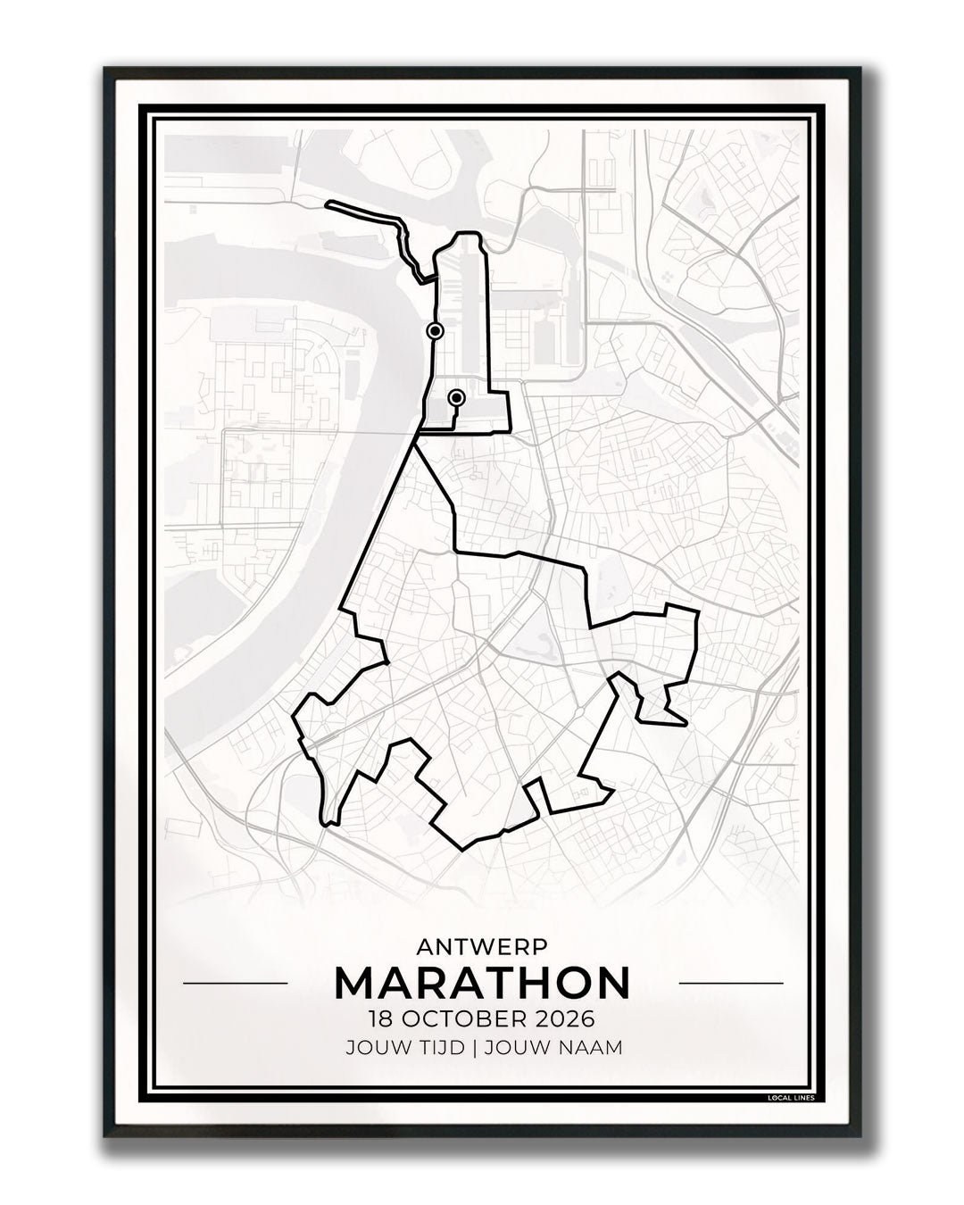 Marathon Antwerpen poster in lijst - hardloopcadeau