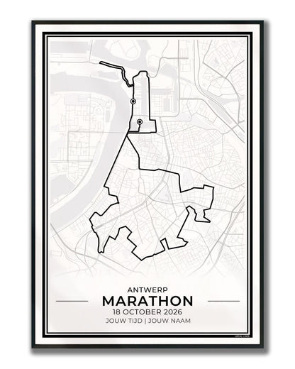 Marathon Antwerpen poster in lijst - hardloopcadeau