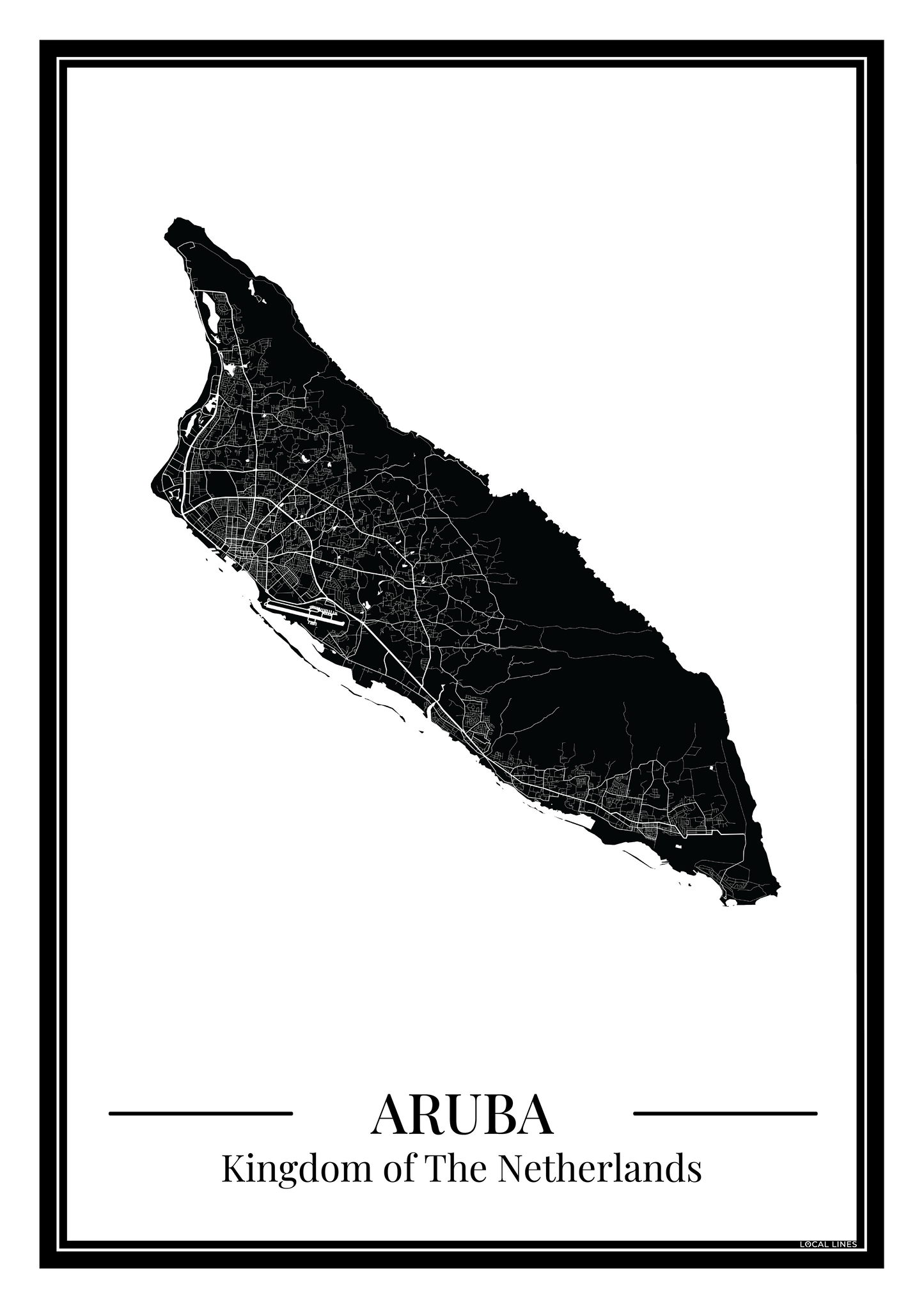 Aruba — Eilandposter zwart