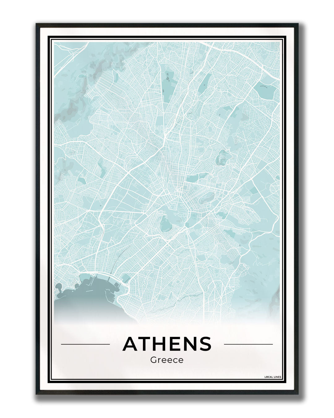 Athene Stadskaart – Poster - Sky ingelijst