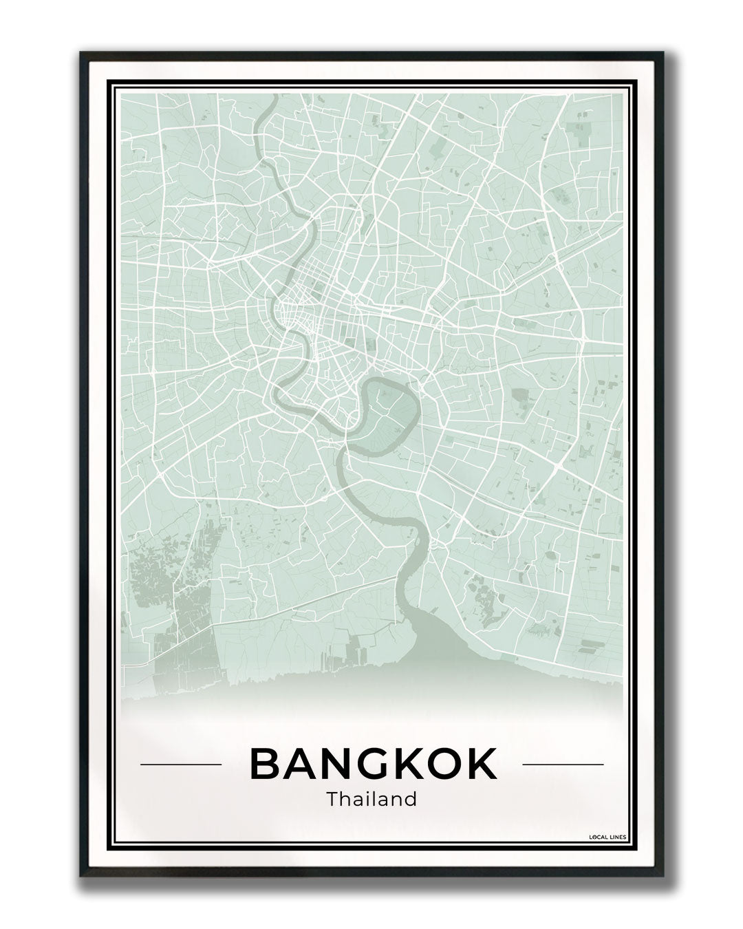 Bangkok Stadskaart – Poster - Sage ingelijst