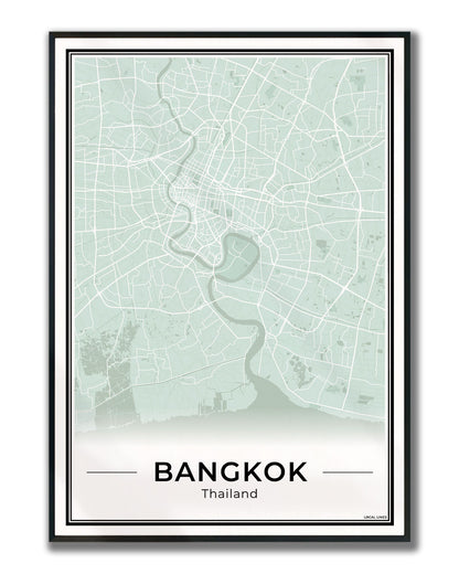 Bangkok Stadskaart – Poster - Sage ingelijst