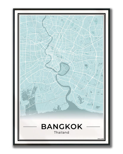 Bangkok Stadskaart – Poster - Sky ingelijst