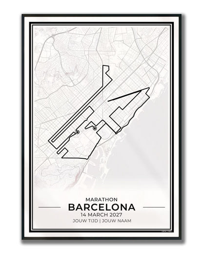 Marathon Barcelona poster in lijst - hardloopcadeau
