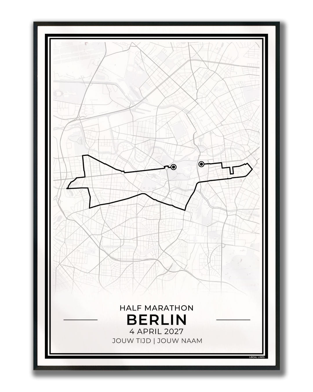 Halve marathon Berlijn poster in lijst - cadeau voor hardloper