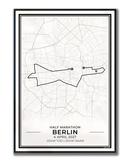 Halve marathon Berlijn poster in lijst - cadeau voor hardloper
