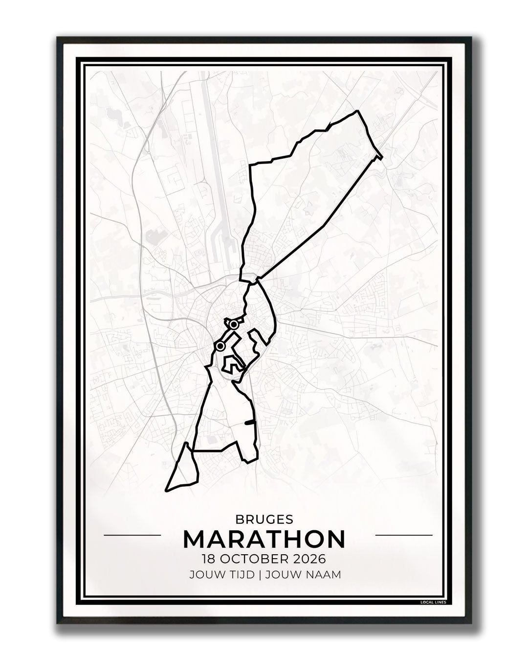 Marathon Brugge poster in lijst - hardloopcadeau