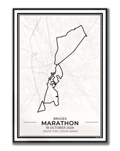 Marathon Brugge poster in lijst - hardloopcadeau