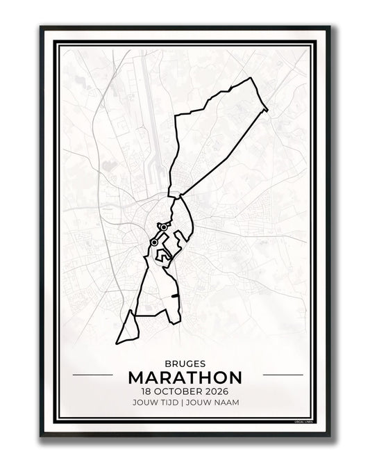 Marathon Brugge poster in lijst - hardloopcadeau