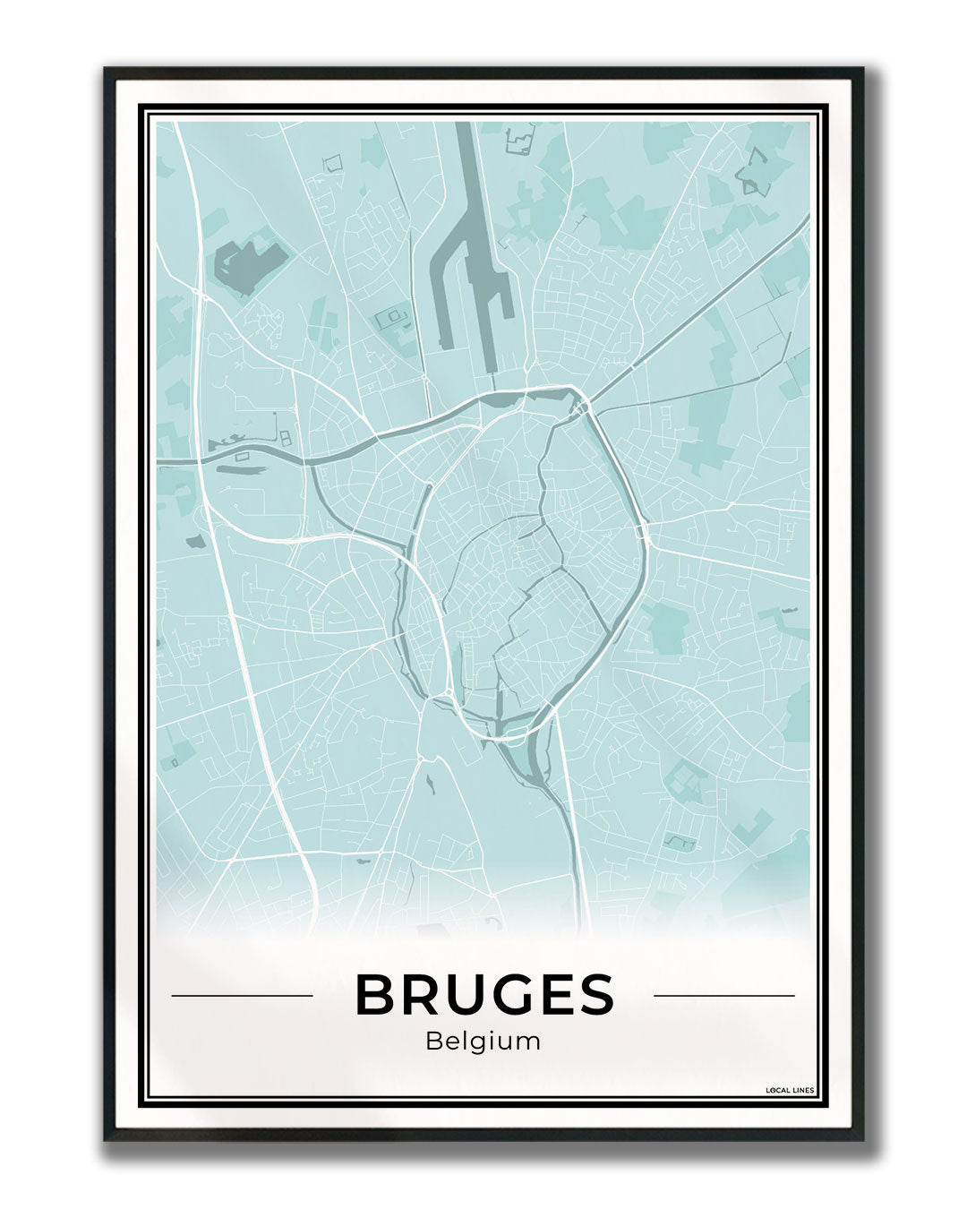 Brugge Stadskaart – Poster - Sky ingelijst