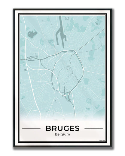 Brugge Stadskaart – Poster - Sky ingelijst