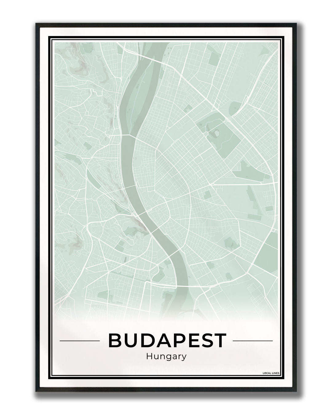 Boedapest Stadskaart – Poster - Sage ingelijst