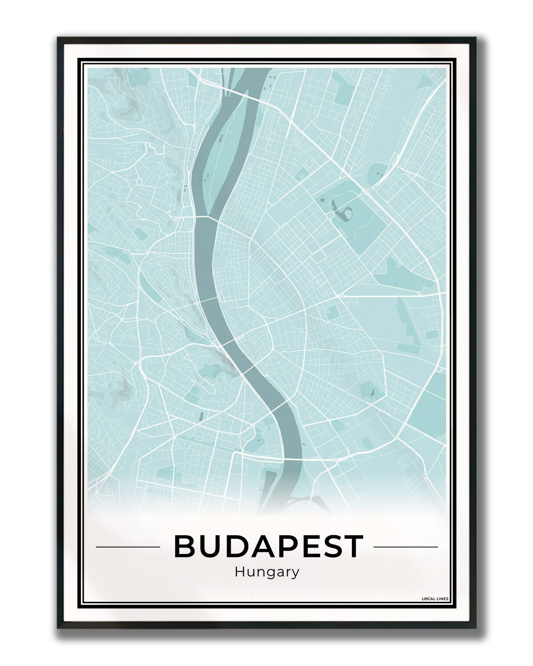 Boedapest Stadskaart – Poster - Sky ingelijst