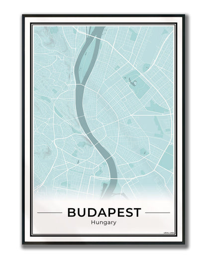 Boedapest Stadskaart – Poster - Sky ingelijst