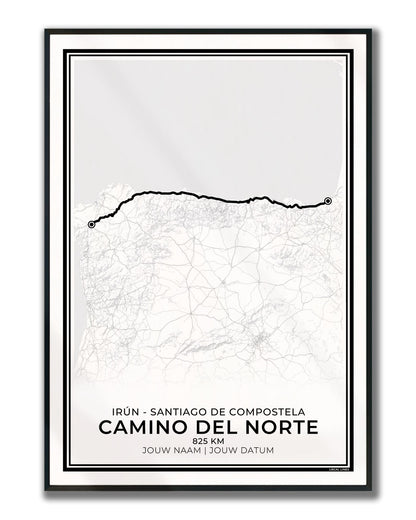 Camino del Norte wandelposter Santiago de Compostela geschikt als cadeau voor wandelaars