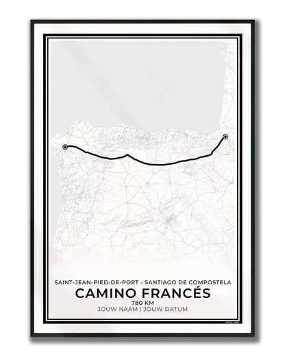 Camino Francés wandelposter Santiago de Compostela geschikt als cadeau voor wandelaars