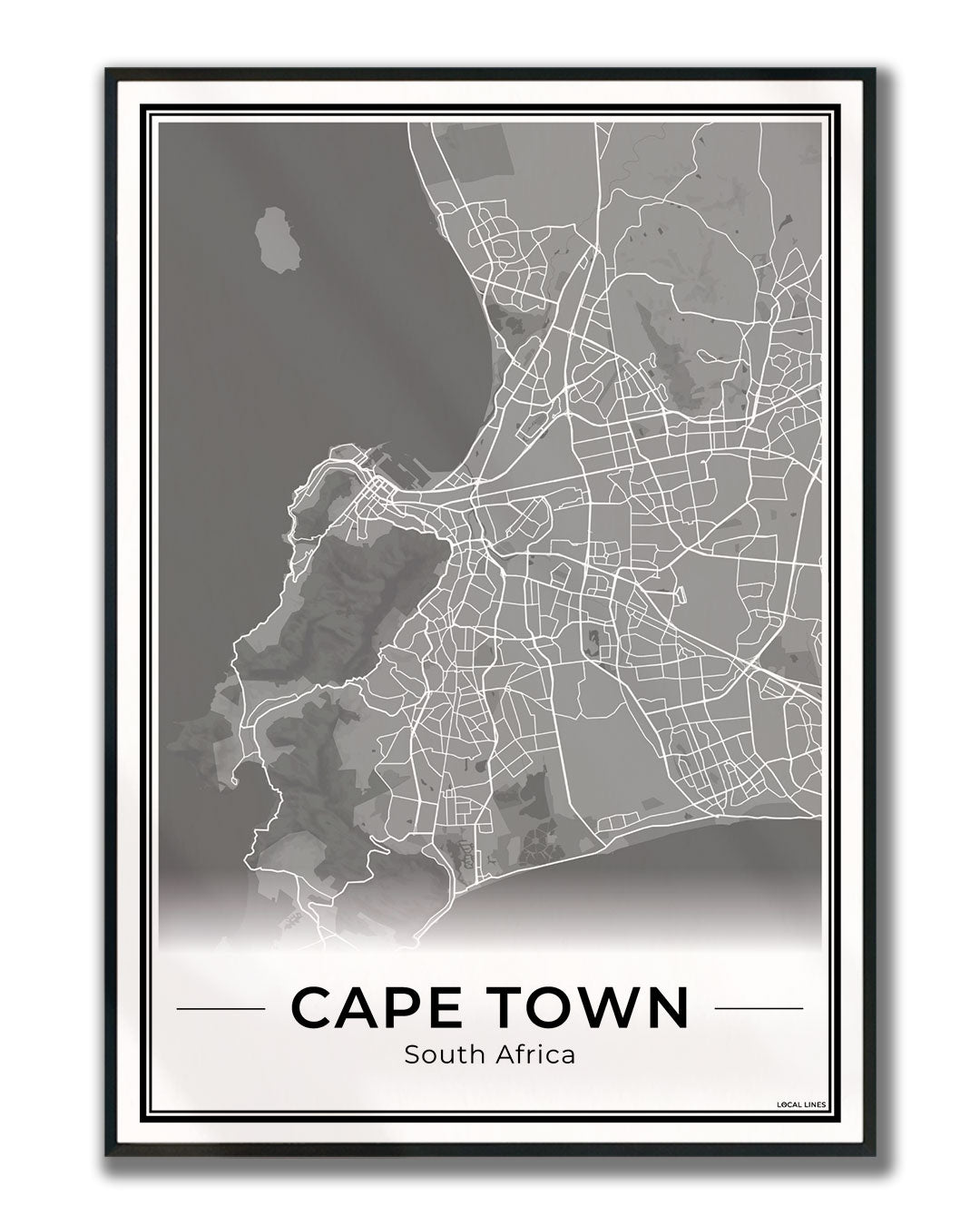 Kaapstad Stadskaart – Poster - Dark ingelijst