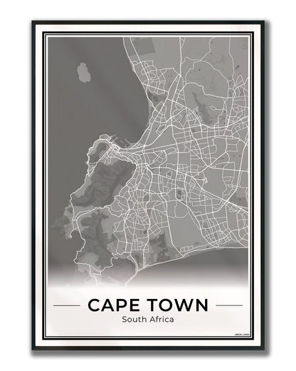 Kaapstad Stadskaart – Poster - Dark ingelijst