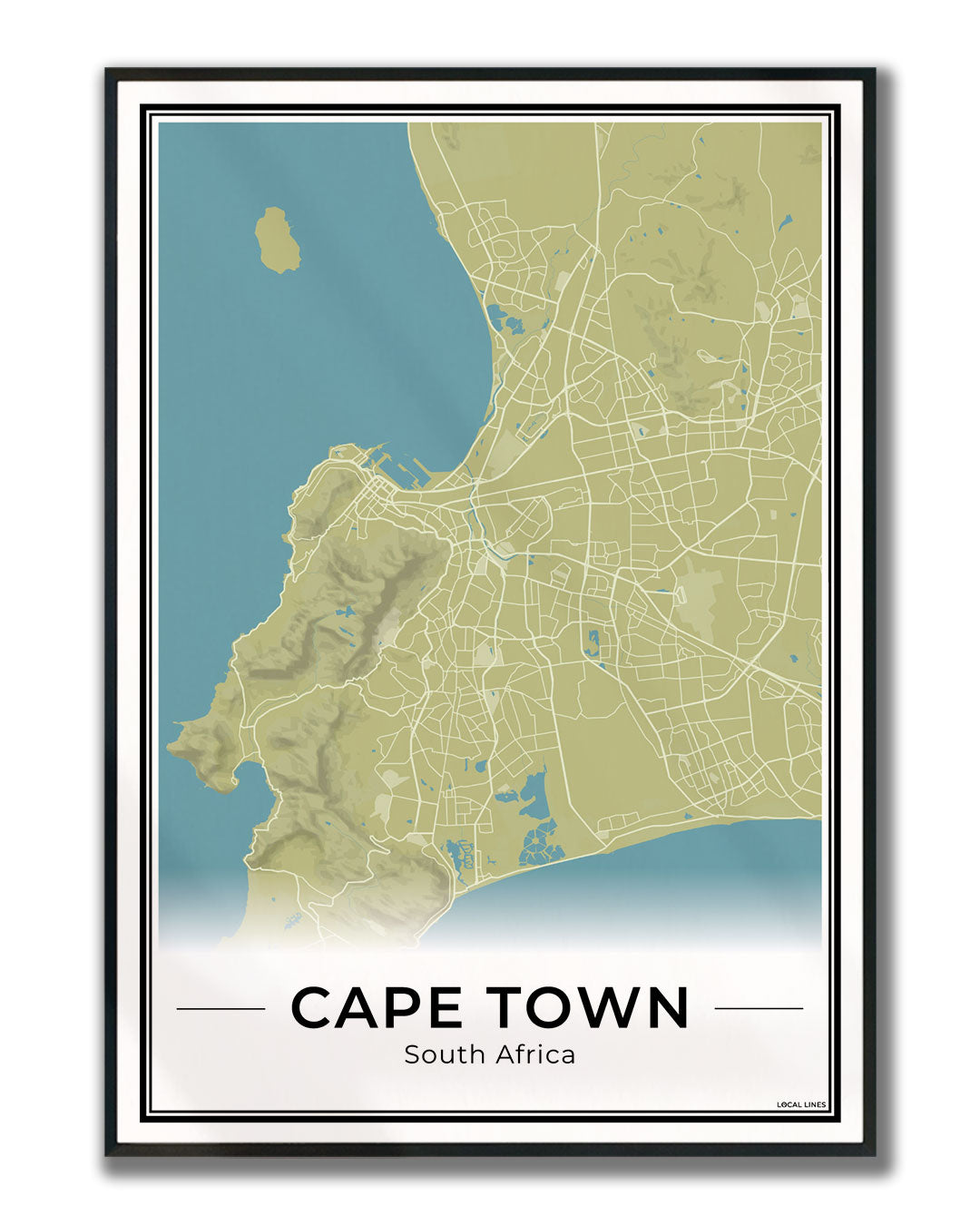 Kaapstad Stadskaart – Poster - Moss ingelijst