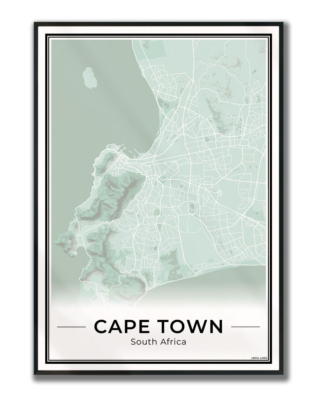 Kaapstad Stadskaart – Poster - Sage ingelijst