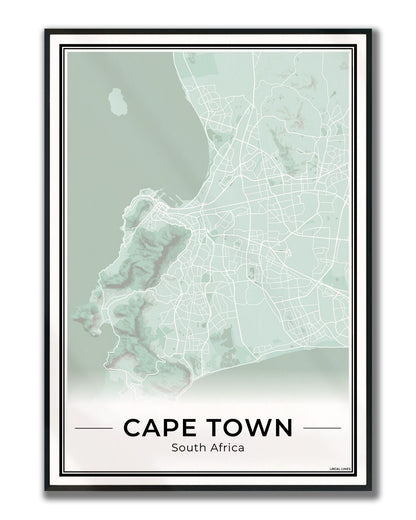 Kaapstad Stadskaart – Poster - Sage ingelijst