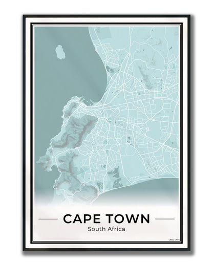 Kaapstad Stadskaart – Poster - Sky ingelijst