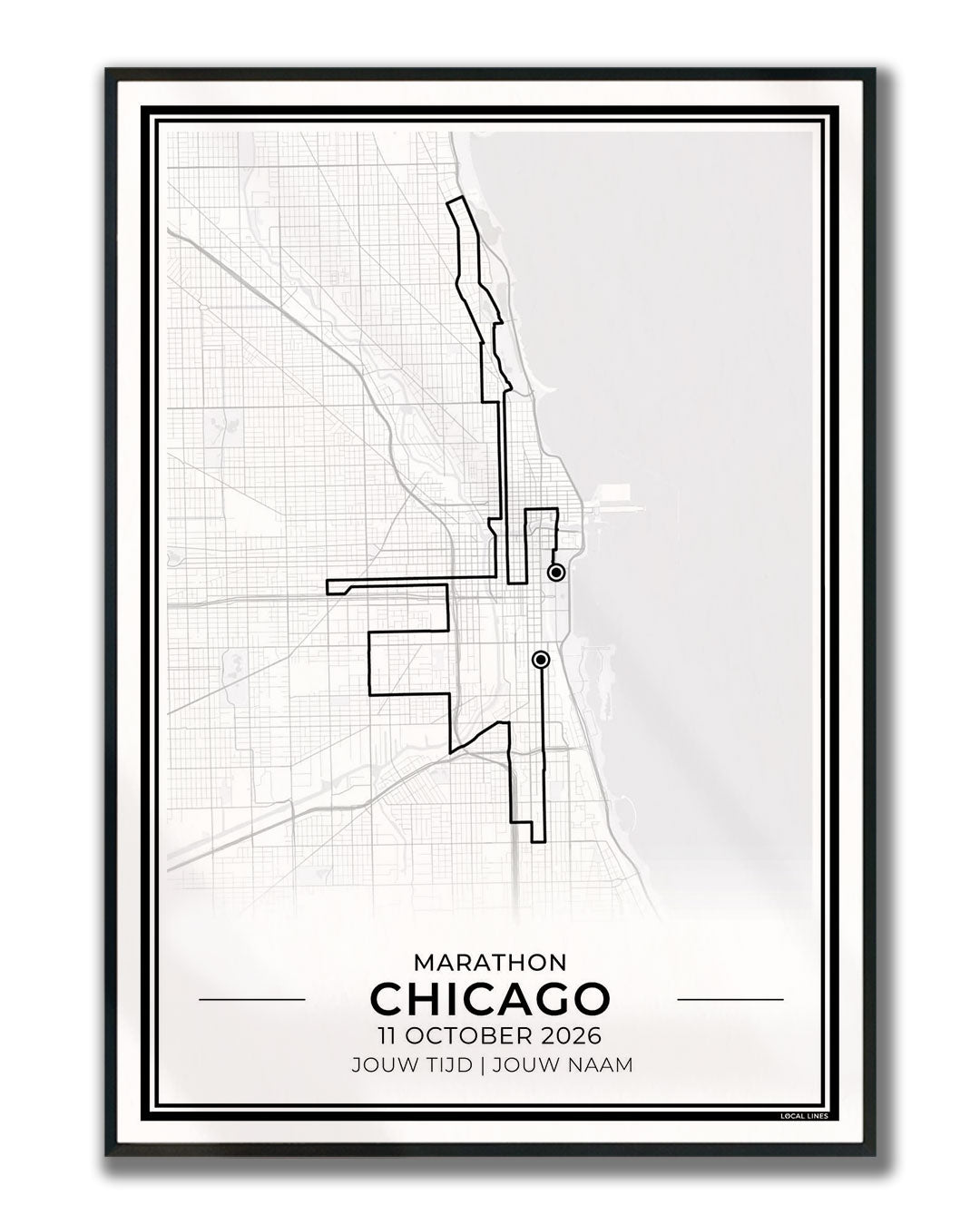 Marathon Chicago poster in lijst - hardloopcadeau World Major