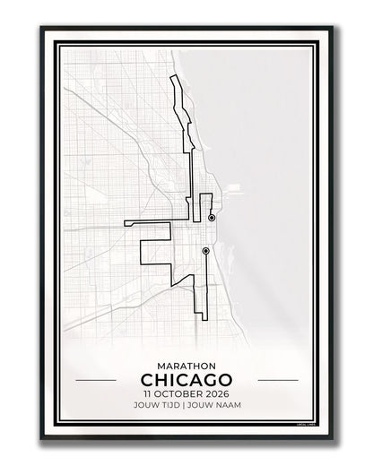 Marathon Chicago poster in lijst - hardloopcadeau World Major
