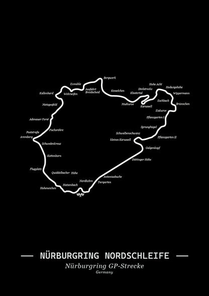 Poster Nürburgring Formule 1 Circuit | Zwart