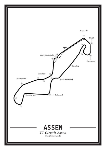 Poster van TT Assen Circuit | Wit