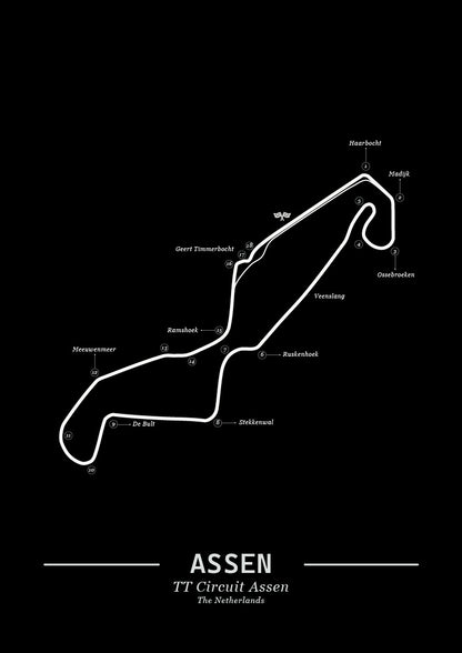 Poster van TT Assen Circuit | Zwart