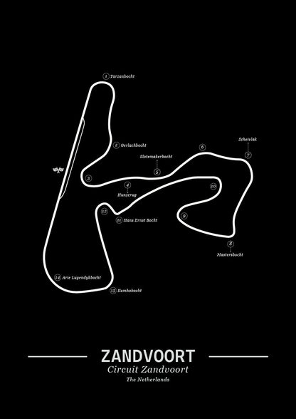 Poster Zandvoort Formule 1 Circuit | Zwart