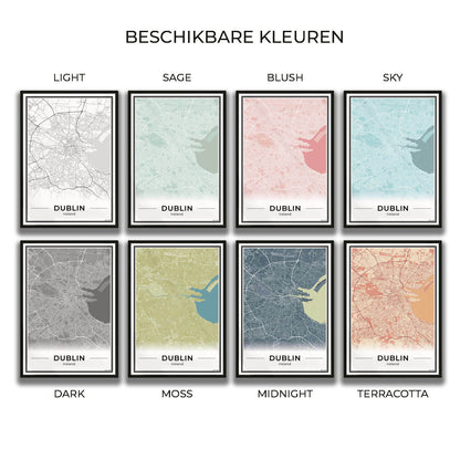 Dublin Stadskaart – Poster - Overzicht alle kleurvarianten