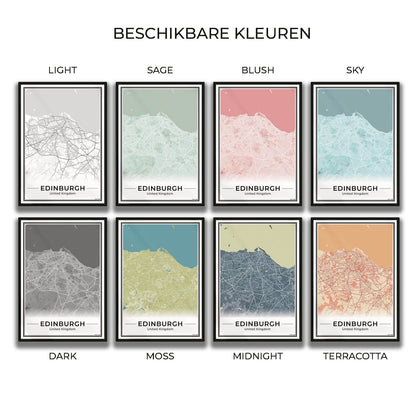 Edinburgh Stadskaart – Poster - Overzicht alle kleurvarianten