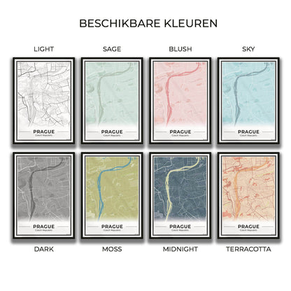 Praag Stadskaart – Poster - Overzicht alle kleurvarianten