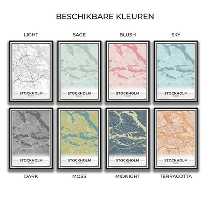 Stockholm Stadskaart – Poster - Overzicht alle kleurvarianten
