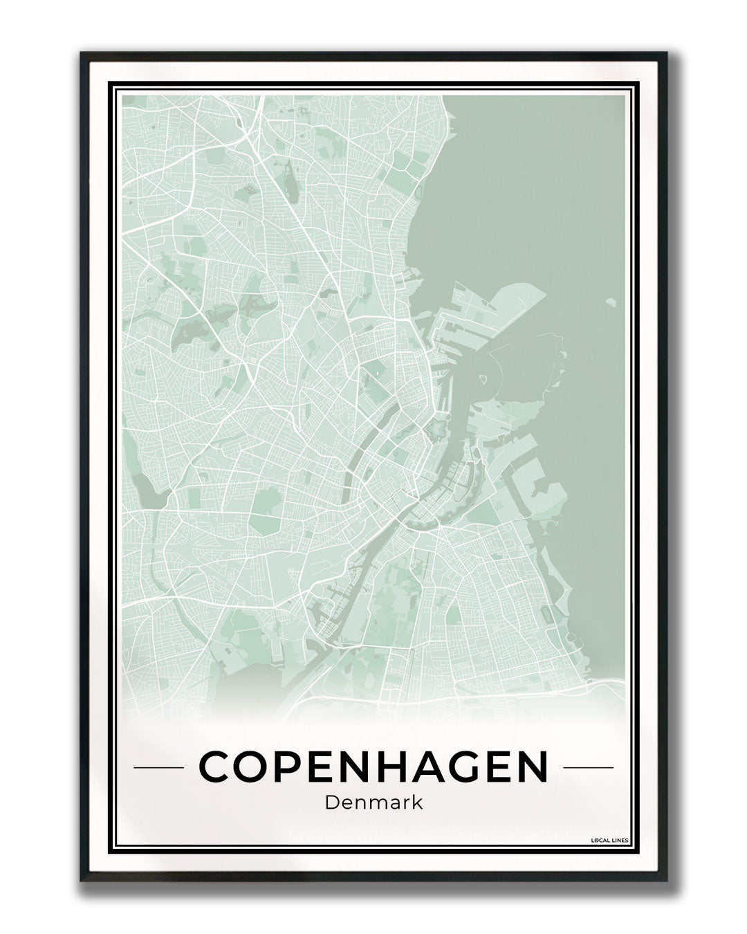 Kopenhagen Stadskaart – Poster - Sage ingelijst