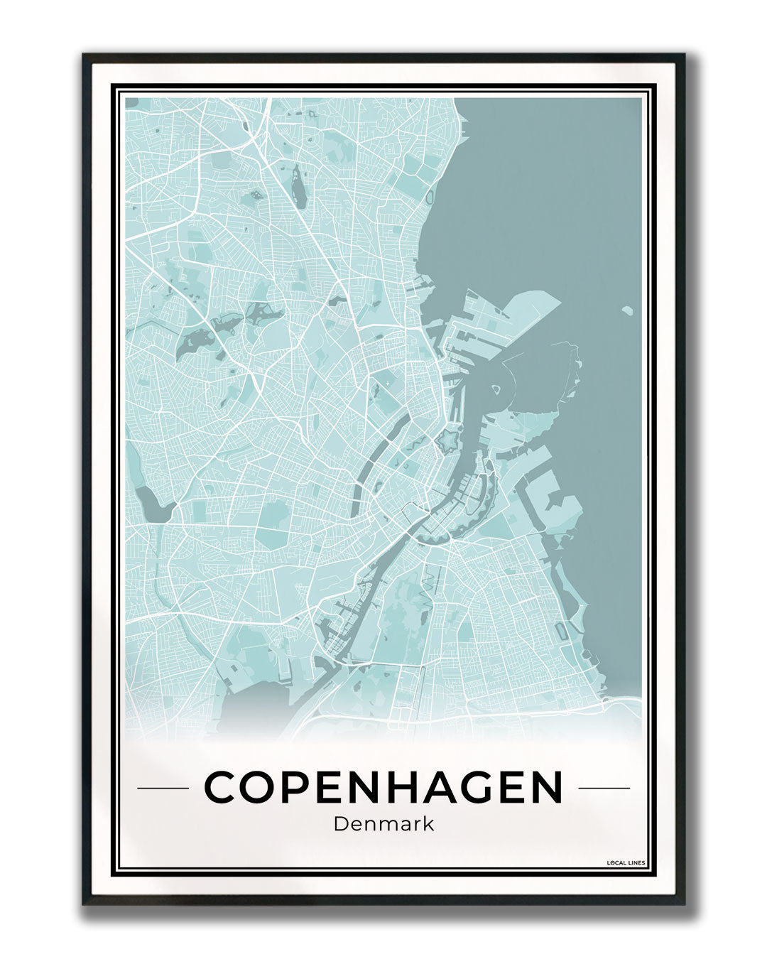 Kopenhagen Stadskaart – Poster - Sky ingelijst