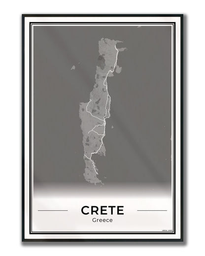Kreta Eilandkaart – Poster - Dark ingelijst