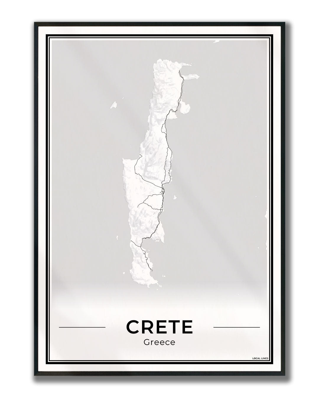 Kreta Eilandkaart – Poster - Light ingelijst