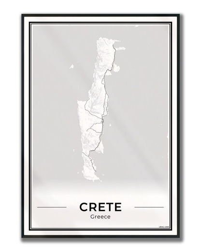 Kreta Eilandkaart – Poster - Light ingelijst