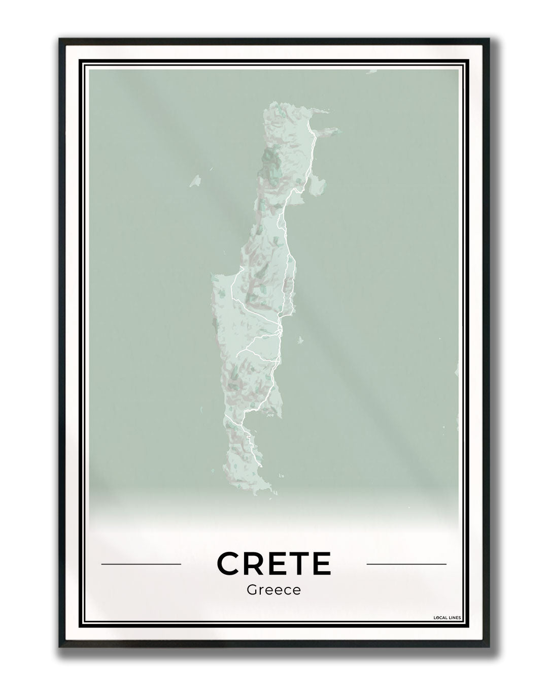Kreta Eilandkaart – Poster - Sage ingelijst