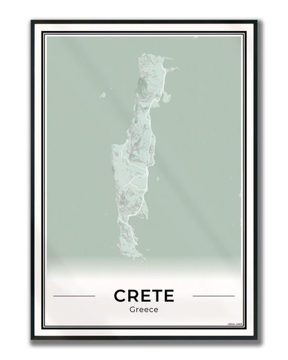 Kreta Eilandkaart – Poster - Sage ingelijst