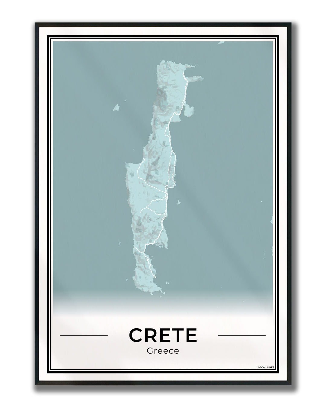 Kreta Eilandkaart – Poster - Sky ingelijst
