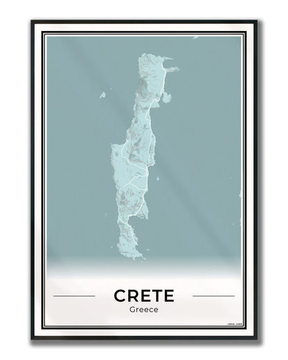 Kreta Eilandkaart – Poster - Sky ingelijst