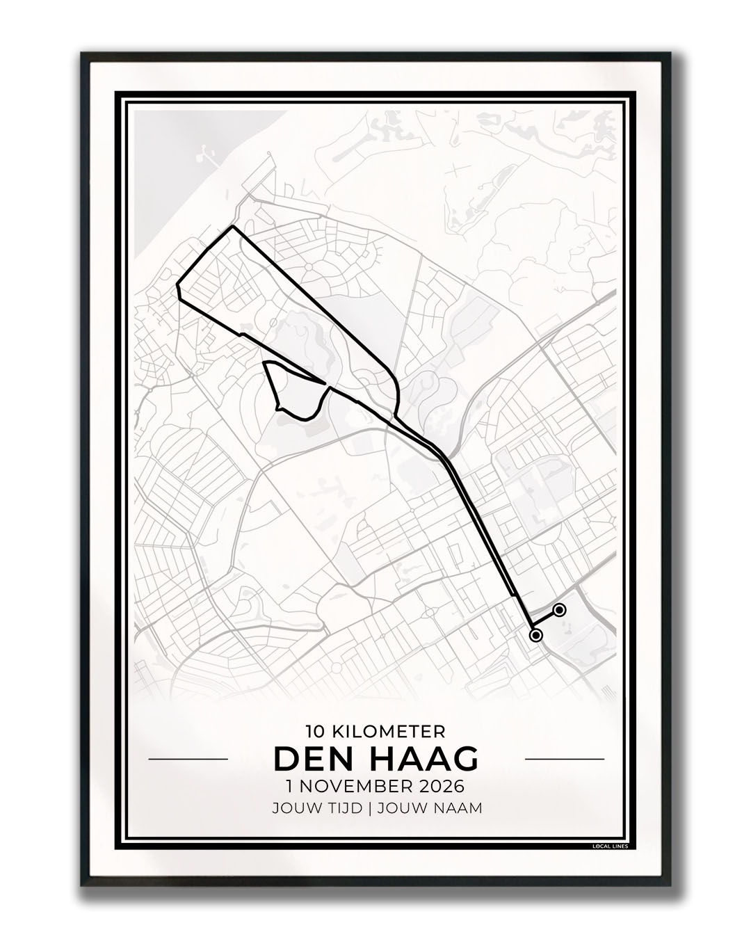 NN 10 km Den Haag 2026 Hardloopposter met route ingelijst