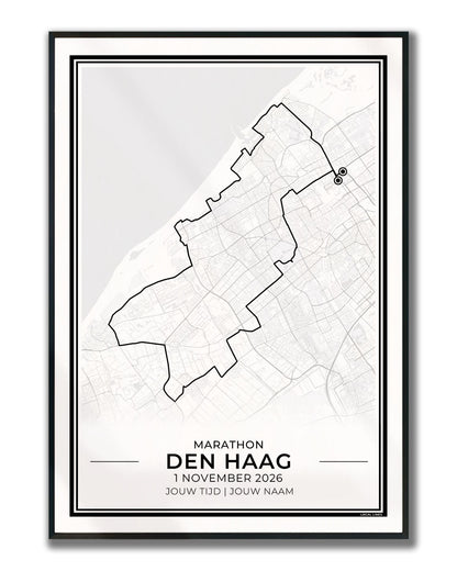 NN Hele marathon Den Haag 2026 Hardloopposter met route ingelijst
