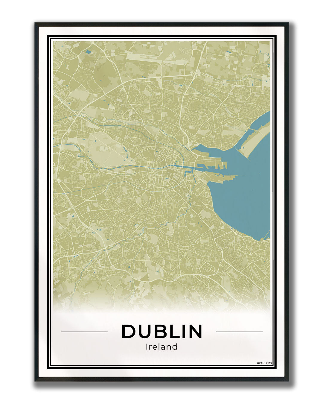 Dublin Stadskaart – Poster - Moss ingelijst