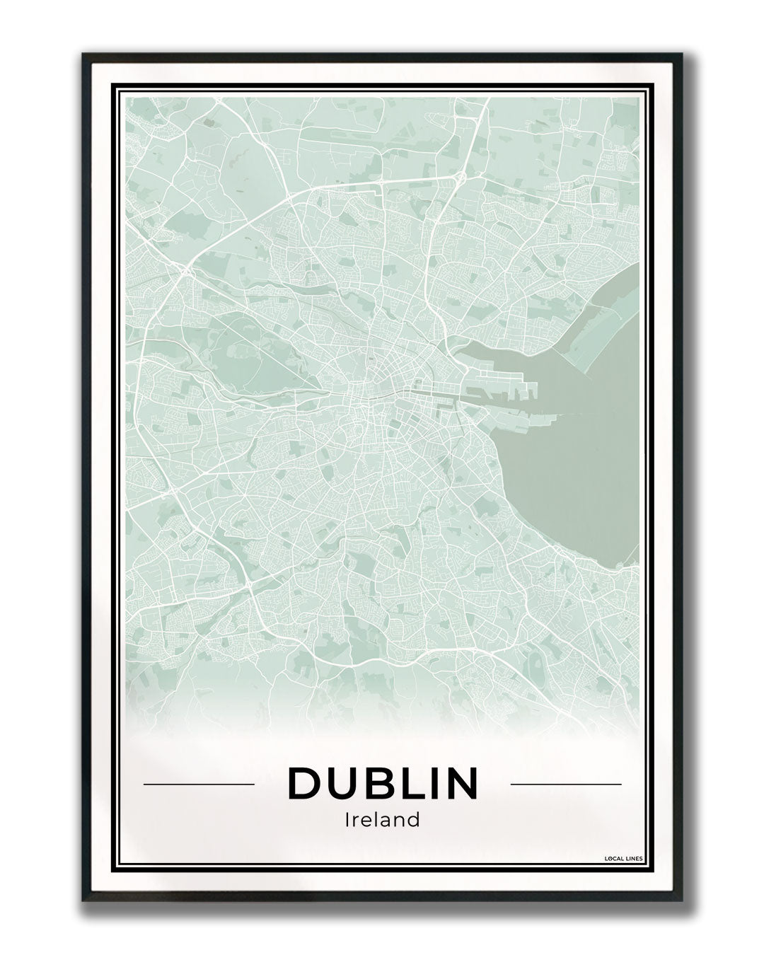 Dublin Stadskaart – Poster - Sage ingelijst